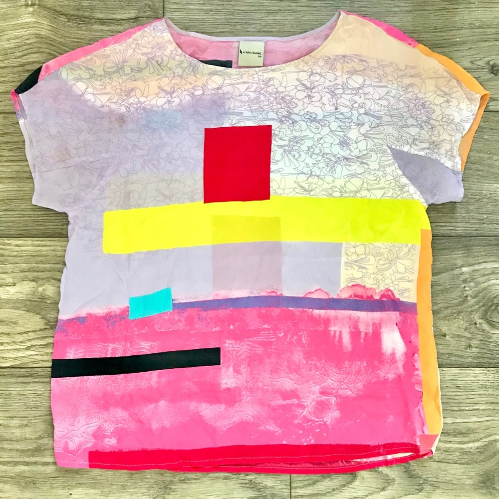 Helen Bullock for Anthropologie—Multicolored Lightweight Silk Blouse Top, XS - Picture 3 of 9